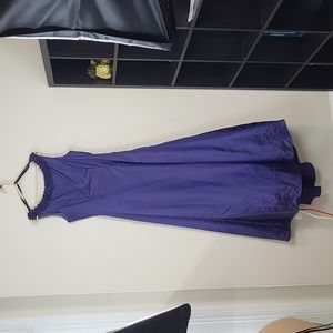 NIKI by NIKI LIVAS Royal Blue Leme' V-Back Rose Detail Maxi Bridesmaid Dress